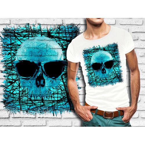 T-Shirt Blanc Homme Tete De Mort Skull Design 593
