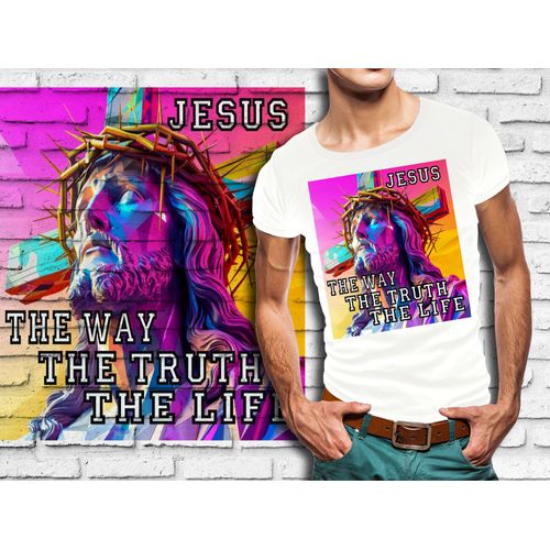 T-Shirt Blanc Homme Jesus The Way The Truth The Life 749