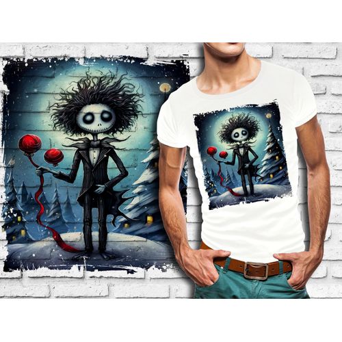 T-Shirt Blanc Homme Style Burton Mr Jack Skellington 748