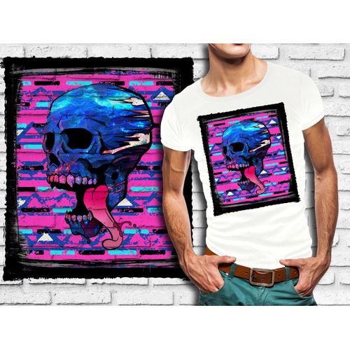 T-Shirt Blanc Homme Tete De Mort Skull Design 587