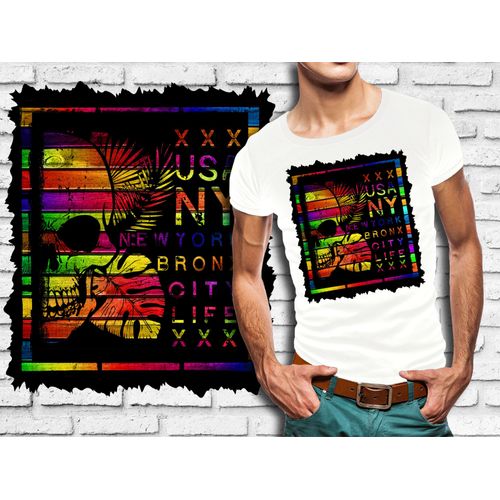 T-Shirt Blanc Homme Tete De Mort Skull Design 620