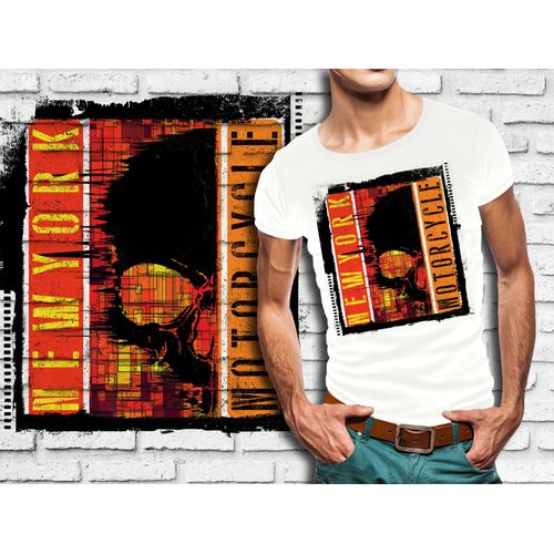 T-Shirt Blanc Homme Tete De Mort Skull Design 579