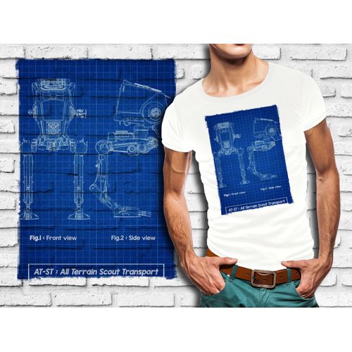 T-Shirt Blanc Homme Star Wars Plan Vaisseau Star Wars 559