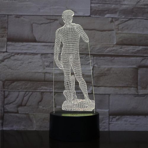 David Sculpture 3d Led Night Light Chambre à coucher Lampe de table Couleur changeant