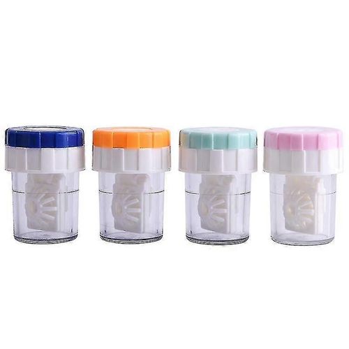 4pcs Cas De Baril De Lentilles De Contact, Nettoyeur De Lentilles De Contact Laveuse De Contact Rotation Manuelle Conteneur De Nettoyage De Lentilles De Contact Pour Les Soins Des Yeux 