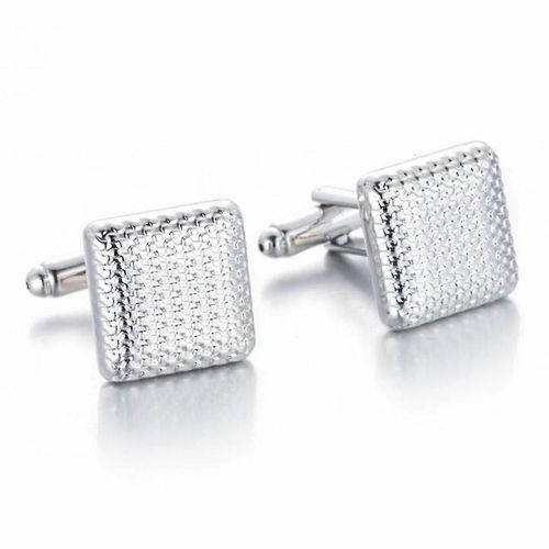 1 Paire De Chemise Pour Homme Clous Plaqué Argent Carré Boutons De Manchette Avec Motif Laser Pour La Fête De Mariage D'affaires / Yy