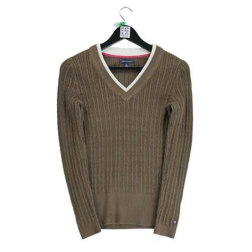 Reconditionné - Pull Tommy Hilfiger Torsadé - Taille M - Femme - Marron