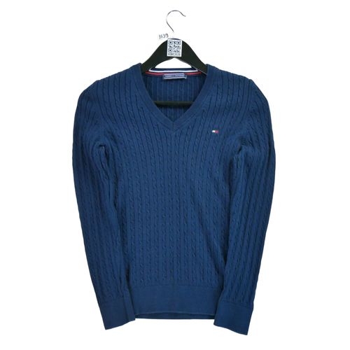 Reconditionné - Pull Tommy Hilfiger Torsadé - Taille M - Femme - Marine
