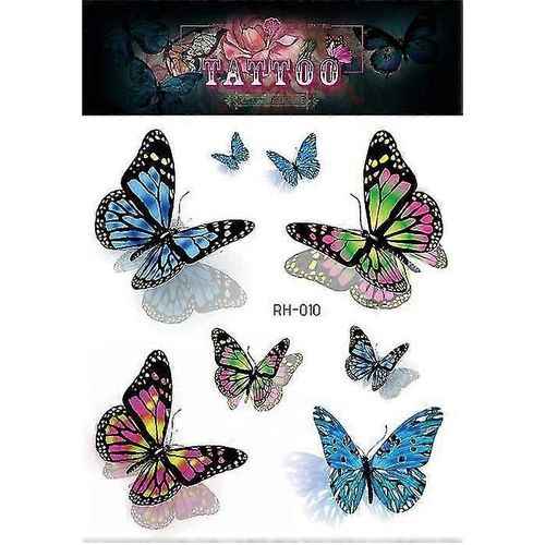 10pcs Butterfly Tattoos Kids Tatouages 3d Pour Femmes, Tatouages Temporaires D'art Corporel En Couleur, Cadeaux De Fête De Papillon 