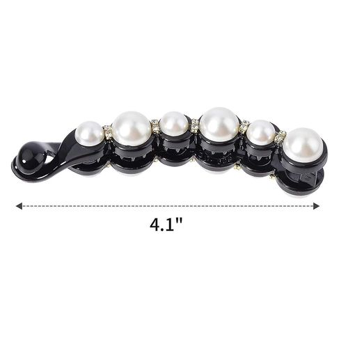 6 Pcs Pearl Hair Clip Banana Clips Ponytail Holder Banana Hair Clips Thick Fine Hair Clip Français Barrettes Rhinestones Jaw Clips For Women And Girls