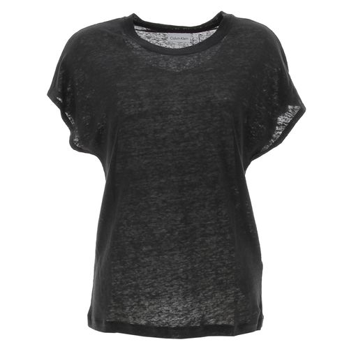 Tee Shirt Manches Courtes Calvin Klein Linen Jersey C-Neck Noir M