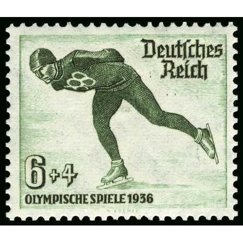 Allemagne, 3ème Reich 1935, Très Beau Timbre Neuf** Luxe Yvert 559, Jeux Olympiques D' Hiver De Garmish Partenkirchen, Le Patinage De Vitesse, Filigrane Croix Gammées. -