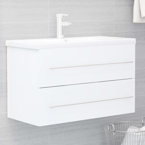 Vidaxl Armoire D'évier Avec Lavabo Intégré Blanc Aggloméré