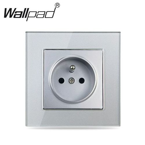 Bloc mural en verre de cristal,argent,prise française,rond,arrière,AC 220V,16a,pologne,belgique,pologne,prise murale avec griffes - Type French Socket