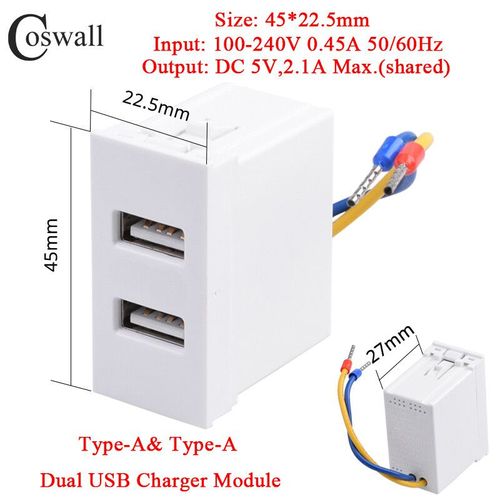 Prise murale EU brésil chili + TV Satellite CAT6 prise Internet,compatible HDMI 2.0 et USB 3.0 connecteur de chargeur type-c Module bricolage - Type 2 USB Charger 2A