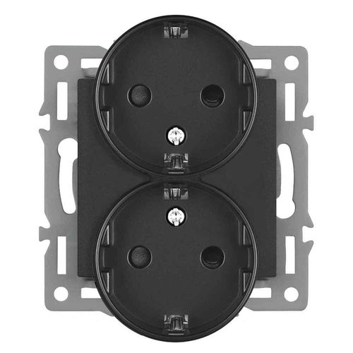 SRAN-Panneau en alliage d'aluminium noir série F9,prises et interrupteurs bricolage 220V,prises électriques françaises UE,prise murale USB TV rj45 - Type Double EU