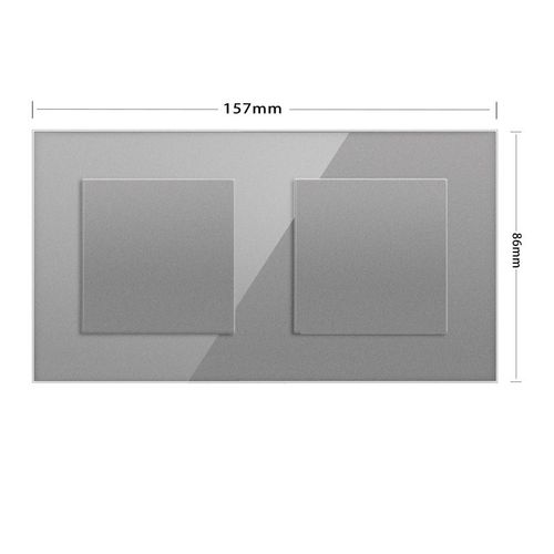 Plaque de couverture vierge avec plaque de fer d'installation,panneau de prise d'interrupteur en verre trempé,sanglier blanc,noir et blanc,gris or,86mm * 86mm - Type 157 glass grey