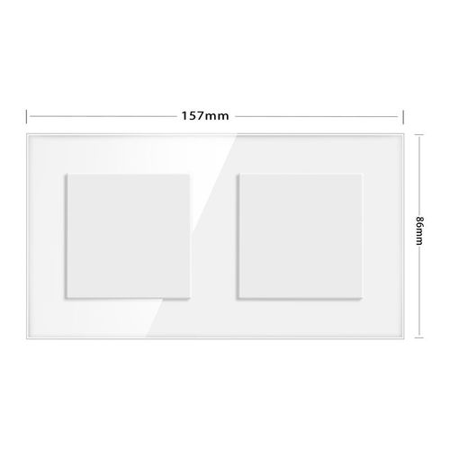 Plaque de couverture vierge avec plaque de fer d'installation,panneau de prise d'interrupteur en verre trempé,sanglier blanc,noir et blanc,gris or,86mm * 86mm - Type 157 glass white