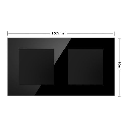 Plaque de couverture vierge avec plaque de fer d'installation,panneau de prise d'interrupteur en verre trempé,sanglier blanc,noir et blanc,gris or,86mm * 86mm - Type 157 glass black