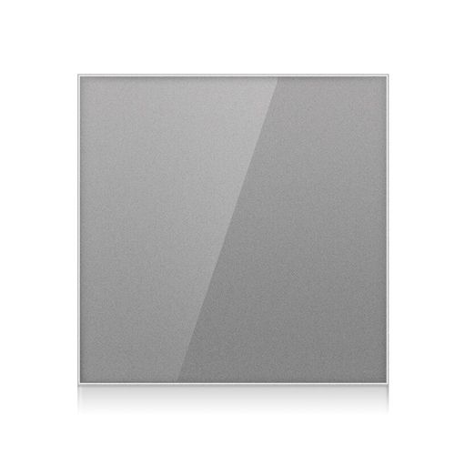 Plaque de couverture vierge avec plaque de fer d'installation,panneau de prise d'interrupteur en verre trempé,sanglier blanc,noir et blanc,gris or,86mm * 86mm - Type Full screen grey