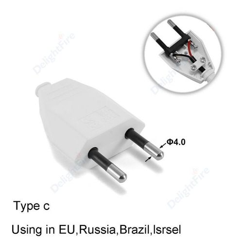 Adaptateur Schuko Rewireable de remplacement de Prise UE,Connecteur de Câble d'Extension d'Alimentation CA,Convertisseur Européen - Type EU Plug-White 4.0mm