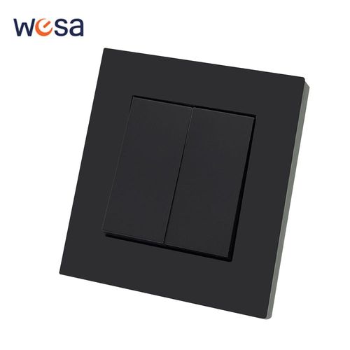 WESA-Prise de courant murale standard noire,prise électrique avec prise de terre,peinture en aérosol arrang,panneau en plastique,16A - Type 2 Gang 1 Way Switch