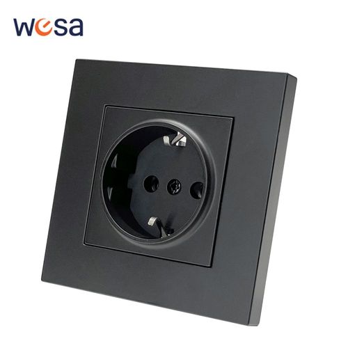 WESA-Prise de courant murale standard noire,prise électrique avec prise de terre,peinture en aérosol arrang,panneau en plastique,16A - Type 1 Socket With Ground