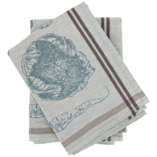 Lot De 2 Torchons De Cuisine Toile Veg 50x70 Cm Bleu
