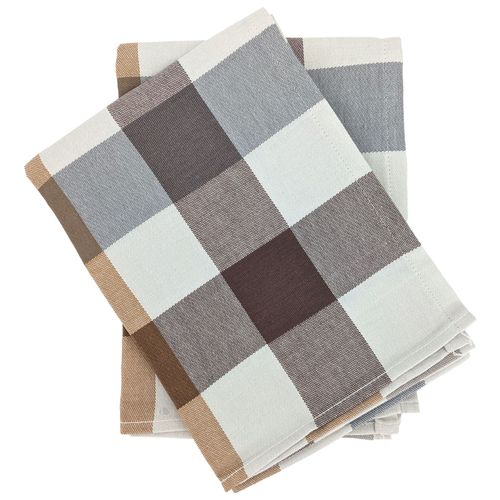 Lot De 2 Torchons De Cuisine Toile Terra 50x70 Cm Vichy Marron Camel