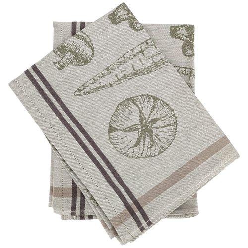 Lot De 2 Torchons De Cuisine Toile Veg 50x70 Cm Vert Olive