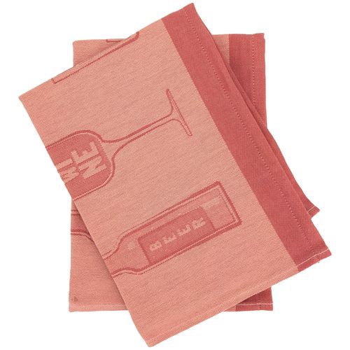 Lot De 2 Torchons De Cuisine Toile Drink 50x70 Cm Orange Terracotta