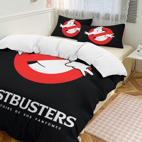 V7006 Bed Sheets Bedding Black Ghostbusters Comforter Set Soft 3 Pcs Twin Bedding Sets Thicken For All Season, 1 Comforter 2 Pillow Shams Bed Sheet