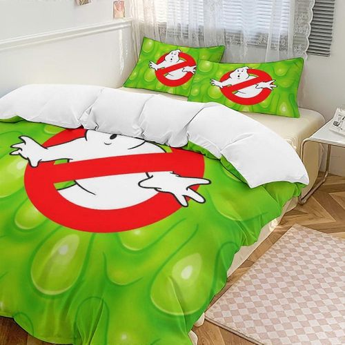 V7054 Bed Sheets Bedding Green Ghostbusters Comforter Set Soft 3 Pcs Twin Bedding Sets Thicken For All Season, 1 Comforter 2 Pillow Shams Bed Sheet