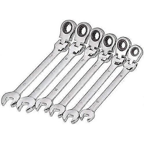 Acrux7 Pack de 6 clés à cliquet à tête flexible, clé mixte à cliquet de 8 à 13 mm, clé à engrenages en acier au chrome vanadium pour écrous hexagonaux métriques, boulons-exce