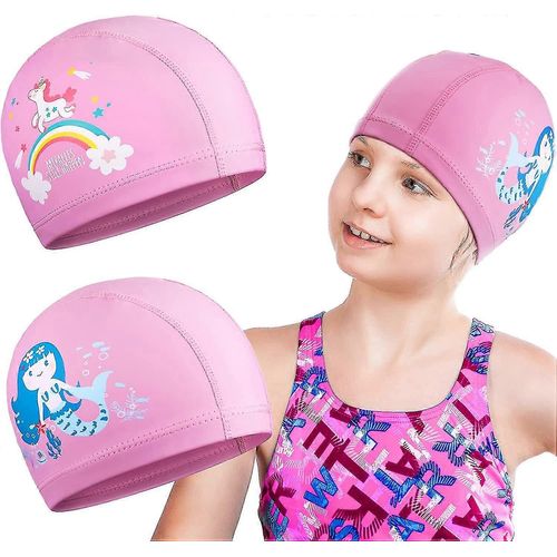 2 Pièces Bonnets De Bain Pour Enfants, Tout-Petits, Enfants, Garçons Et Filles, Bonnet De Bain Imperméable Pour Enfants Pour Cheveux Longs Et Courts 