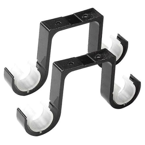 2pcs Double Rideau Rod Supports De Plafond Support Supporte Alliage d¿Aluminium Noir