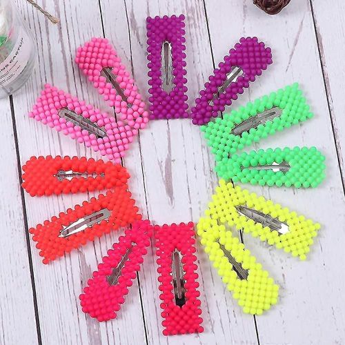 12 Pcs Coloré Perle Hair Clip Mode Géométrique Snap Shape Hair Clips Hair Barrettes Multicolor Hair Pins For Women Ladies Party Wedding Daily Hairs