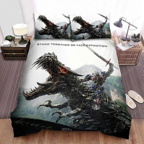 V1376 Bed Sheets Transformers Age Of Extinction 0 Riding A Dragon Quilt Duvet Cover Set3-Piece Bedding Set (1 Duvet Cover + 2 Pillow Shams) Bed Sheets