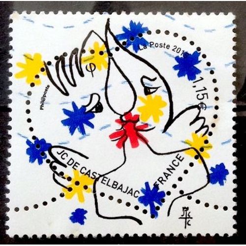Saint-Valentin - Coeur Jean-Charles De Castelbajac 1,15€ (Superbe N° 4925) Oblitération Très Légère / Propre / Bleue - France Année 2015 - Brn83 - N32013