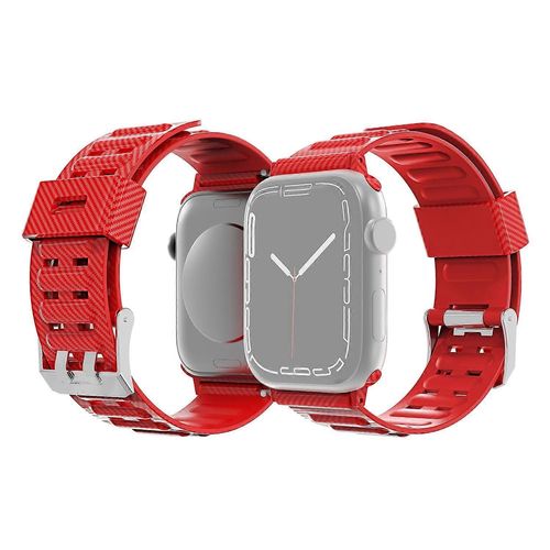 Remplacement Du Bracelet De Montre En Tpu Texturé En Fibre De Carbone Pour Apple Watch Series 7 45mm