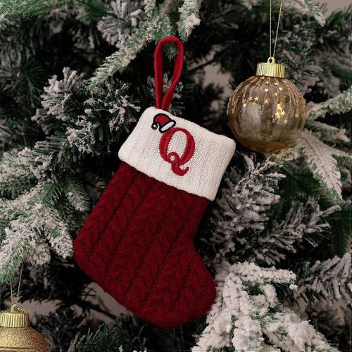 Chaussettes de Noël Anglais Lettre Tricot Bas Décoration Arbre de Noël Ornement