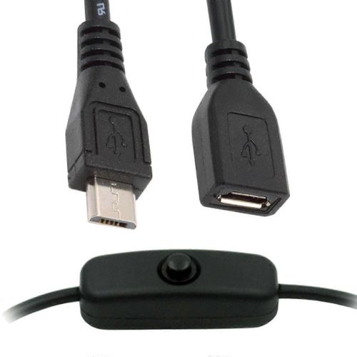 PW-012-MM Câble Micro USB2.0 avec bouton d¿alimentation marche/arrêt Micro 5 broches mâle à femelle pour DC 5V