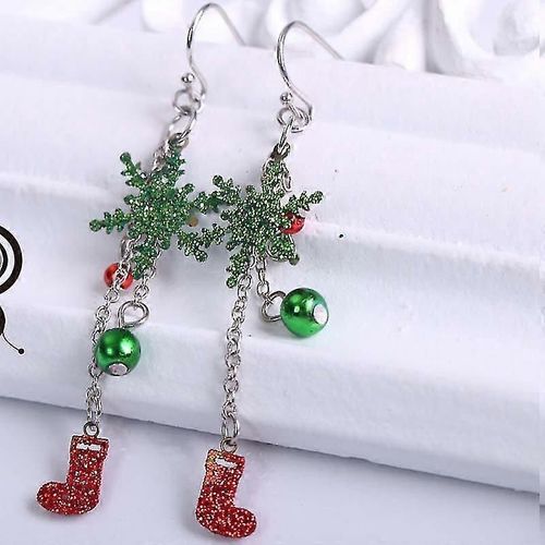Cadeau créatif de Noël Europe et États-Unis Poutre Boucle d¿oreille de Noël Vert Hollow Out