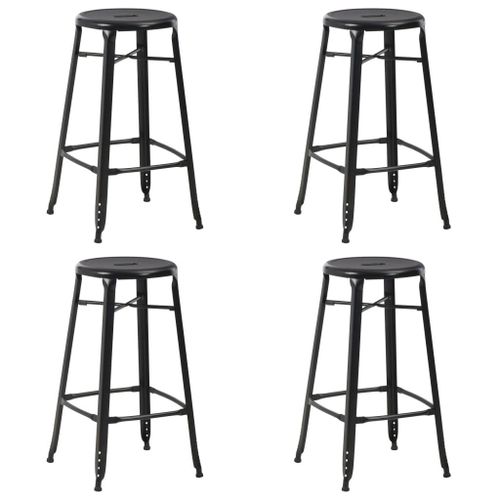 Vidaxl Tabourets De Bar Lot De 4 Noir Acier