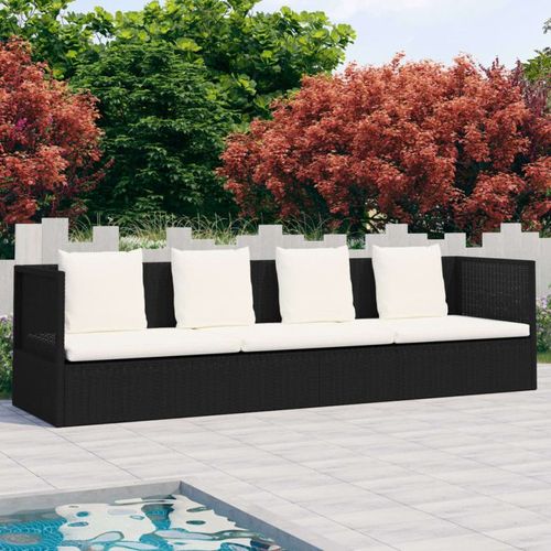 Transat De Jardin - Vidaxl - Noir - Résine Tressée Et Acier Enduit De Poudre - 200 X 60 X 58 Cm
