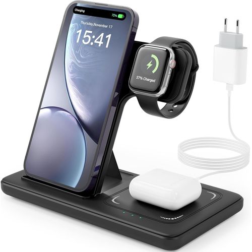 Chargeur Induction 3 En 1, Wireless Charger 15w Replacement For Iphone 16/15/14/13/12/Pro/Max/Plus, Watch Ultra 10/9/8/7/6/5/4/3, Earbuds 4/3/2/1 Pro, Station De Charge, Chargeur Sans Fil