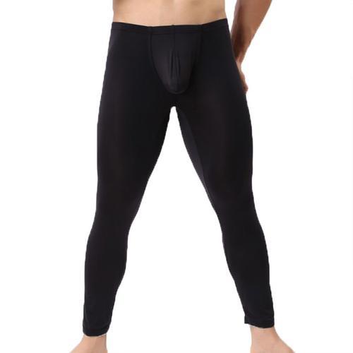 Pantalon de nuit en soie glacée Ultra-mince pour homme sous-vêtement Sexy  avec poche pour pénis Legging de sport sous-vêtement élastique