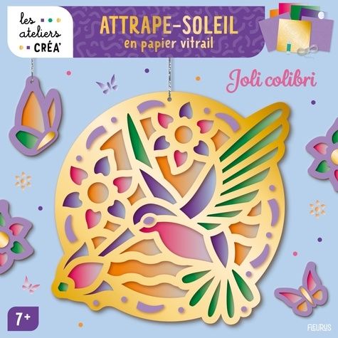 Attrape-soleil mobile en verre vitrail tiffany rond vert et jaune