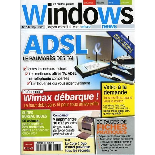 Windows News  N° 147 : Adsl Le Palmarés Des Fai