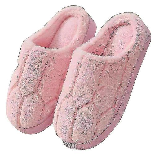 Slip On Fuzzy House Slippers Memory Foam Slippers Scuff Outdoor Indoor Warm Plush Bedroom Shoes Avec Doublure En Fausse Fourrure, Poils De Lapin Rose